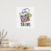 Thee Cups Grappige Bra Puns Poster (Keuken)