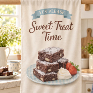 Thee doek met chocolade brownie cadeau voor baklie theedoek
