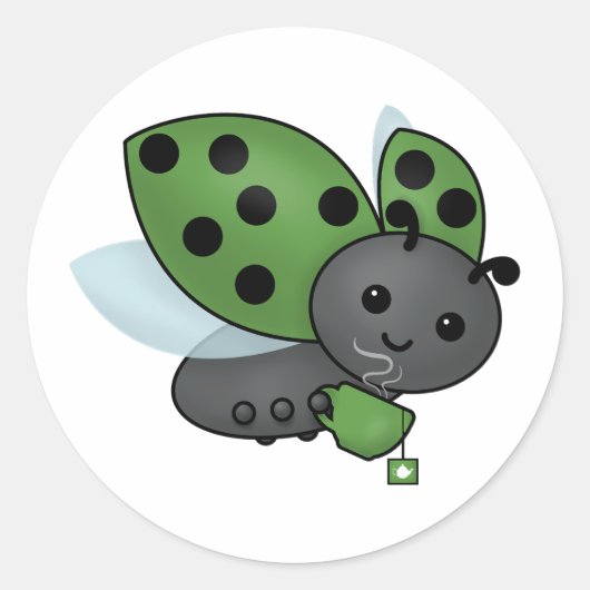 Thee Drink Ladybug Classic Round Sticker (Voorkant)