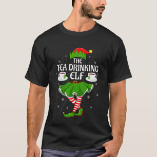 Thee drinkende Elf Kerstmis Familie Meisjes Vrouwe T-shirt