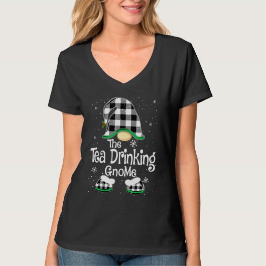 Thee drinkende kabouter Buffalo geruite bijpassend T-shirt (Voorkant)