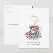 Thee, een nook en een boek! Tea slogan,  beker Briefkaart (Voorkant / Achterkant)