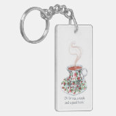 Thee, een nook en een boek! Tea slogan, beker Sleutelhanger (Voorkant Links)