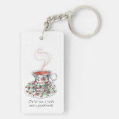Thee, een nook en een boek! Tea slogan, beker Sleutelhanger (achterkant)