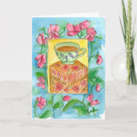 Thee en bloemen Happy Birthday Sweet Peas