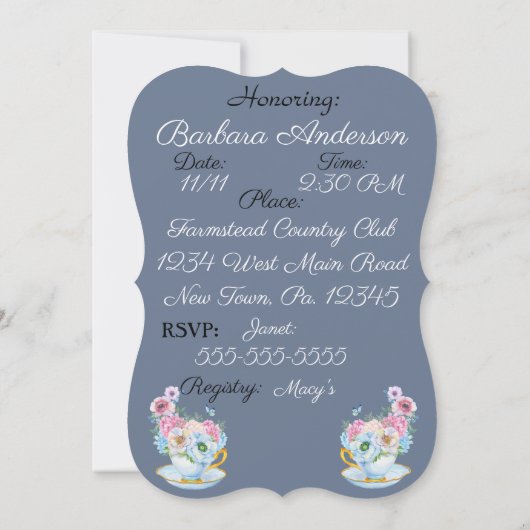 Thee en Bloemen Vrijgezellenfeest Kaart (Achterkant)