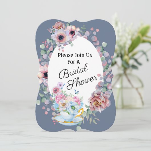 Thee en Bloemen Vrijgezellenfeest Kaart (Staand voorkant)