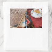 Thee en  boeken bookplate rechthoekige sticker (Tas)