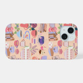 Thee en boeken iPhone 15 case (Achterkant horizontaal)
