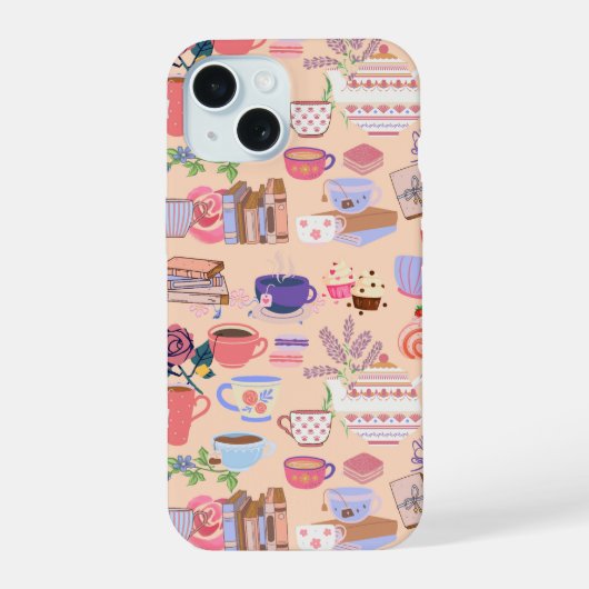 Thee en boeken iPhone 15 case (Achterkant)