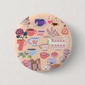 Thee en boeken ronde button 5,7 cm (Voorkant)