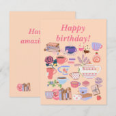 Thee en boeken Verjaardag Kaart (Voorkant / Achterkant)