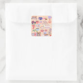 Thee en boeken vierkante sticker (Tas)