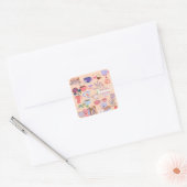 Thee en boeken vierkante sticker (Envelop)