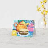 Thee en cake liefde van ver kaart (Gele Bloem)