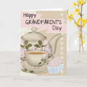 Thee en cupcake Grootouderdag Wenskaart Kaart (Gele Bloem)
