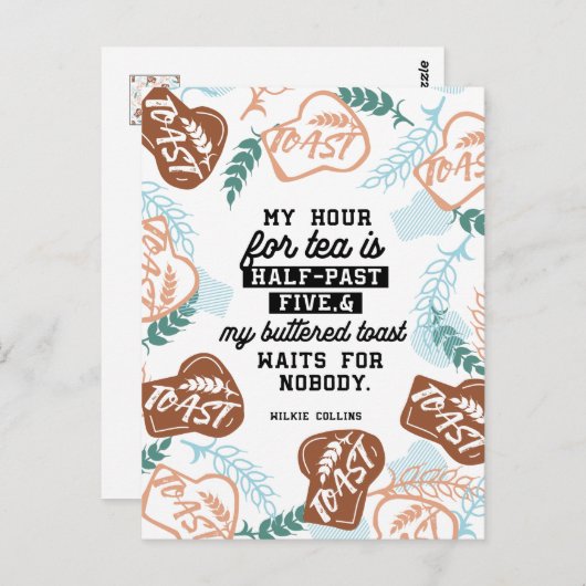 Thee en gebotterde toast offertes briefkaart (Voorkant / Achterkant)