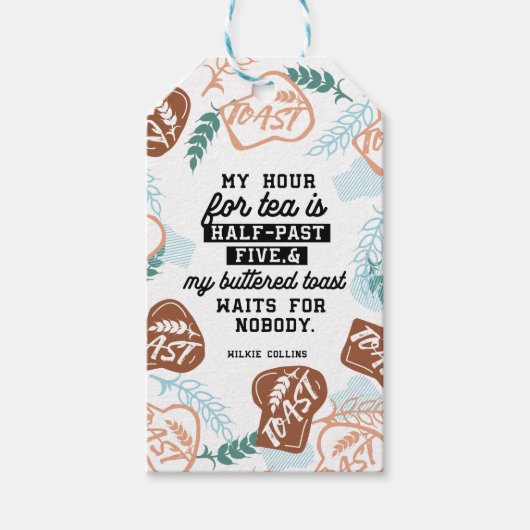 Thee en gebotterde toast offertes cadeaulabel (Voorkant)