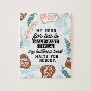 Thee en gebotterde toast offertes legpuzzel