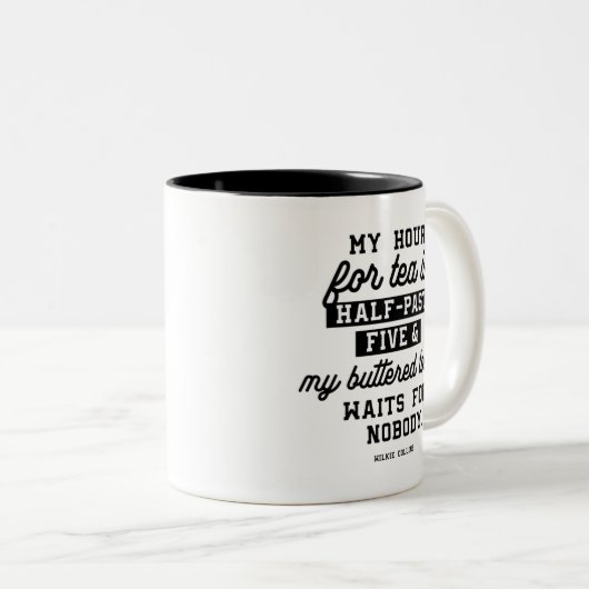 Thee en gebotterde toast offertes tweekleurige koffiemok (Voorkant rechts)