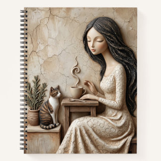 Thee- en kattenwenskaart Rustige Studio Notitieboek