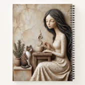 Thee- en kattenwenskaart Rustige Studio Notitieboek (Achterkant)