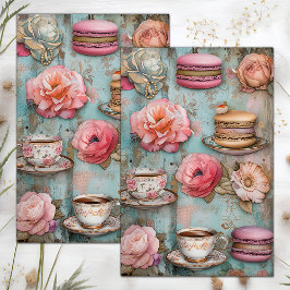 THEE EN MACARONS DECOUPAGE VLOEIPAPIER TISSUEPAPIER