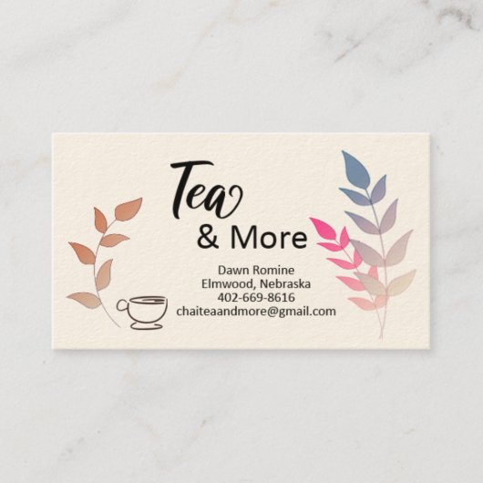 Thee en meer  visitekaartje (Voorkant)