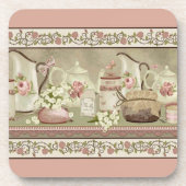 Thee en rozen onderzetters van Vintage Peach (Voorkant)