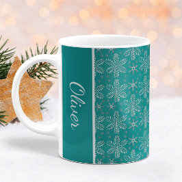Thee- en zilverkleurige sneeuwvlokken Kerstmug met Koffiemok