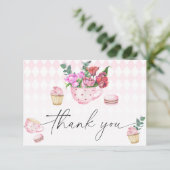 Thee feest bloemen baby shower bedank je bedankkaart (Staand voorkant)