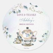 Thee feest bruiloft bruidsuitnodiging bedank favor ronde sticker (Voorkant)