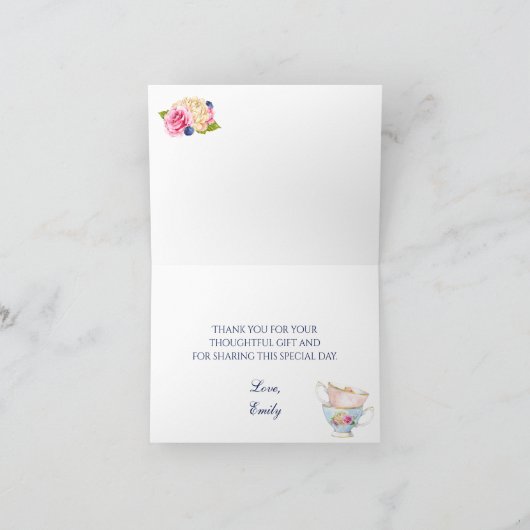 Thee feest rozen Theekopjes Theepot Bedankt (Binnen)