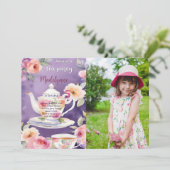 Thee feest verjaardagsfeest Foto Kaart (Staand voorkant)