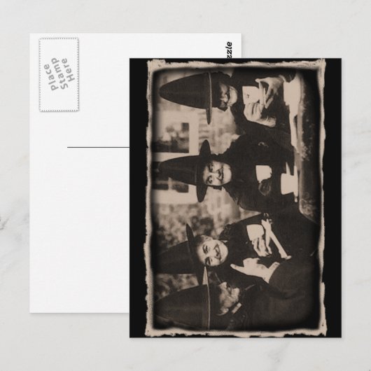 Thee feest voor heksen – oude zwart/wit briefkaart (Voorkant / Achterkant)