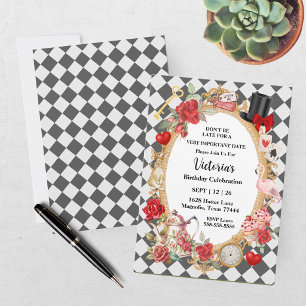 Thee Feestje Alice In Wonderland Meisjes Verjaarda Kaart