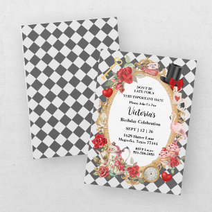Thee Feestje Alice In Wonderland Meisjes Verjaarda Kaart