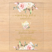 Thee feestje baby shower acryl uitnodiging (Voorkant)