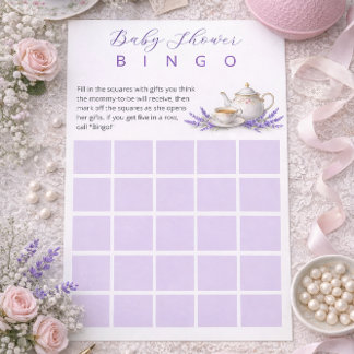 Thee feestje Baby Shower Bingo Spel Briefpapier