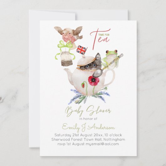 Thee feestje baby shower met dierlijke magie Incl. (Voorkant)