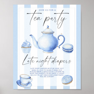 Thee feestje baby shower Spel voor luiers op het l Poster