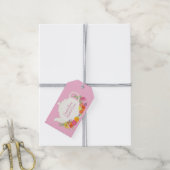 Thee feestje baby shower theepot roze meisje cadeaulabel (Met Touw)