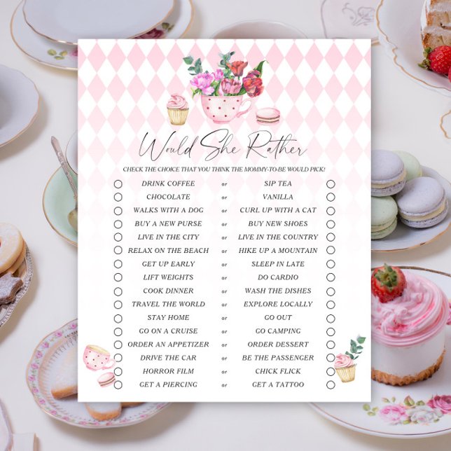 Thee feestje baby shower Would She Rather spel (Creator heeft geüpload)
