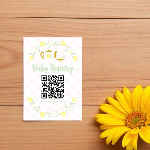 Thee feestje bloemen baby shower verlanglijst informatiekaartje
