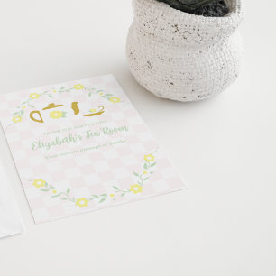 Thee feestje bloemetjes baby shower bedankkaart
