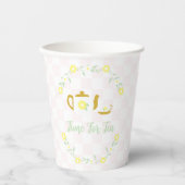 Thee feestje bloemetjes baby shower papieren bekers (Voorkant)