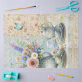 Thee feestje bloemige pastel boeket blauw roze pre tissuepapier (Craft)