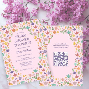 Thee feestje bruidsuitnodiging Leuke Aangepaste QR Kaart
