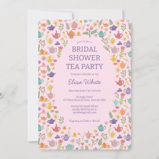 Thee feestje bruidsuitnodiging Leuke Aangepaste QR Kaart (Voorkant)