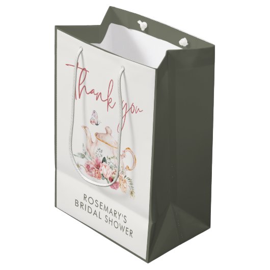 Thee feestje bruiloft bruidsuitnodiging bedankt medium cadeauzakje (Voorkant Gekanteld)
